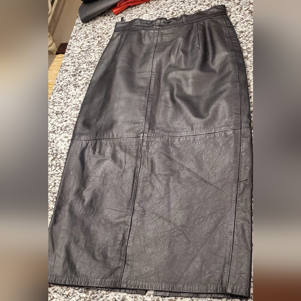 Sexy leather pencil long skirt size 9-10
